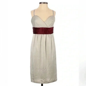 BCBGMAXAZRIA | Tan & Burgundy Silk Blend Cocktail Formal Dress Size S Small